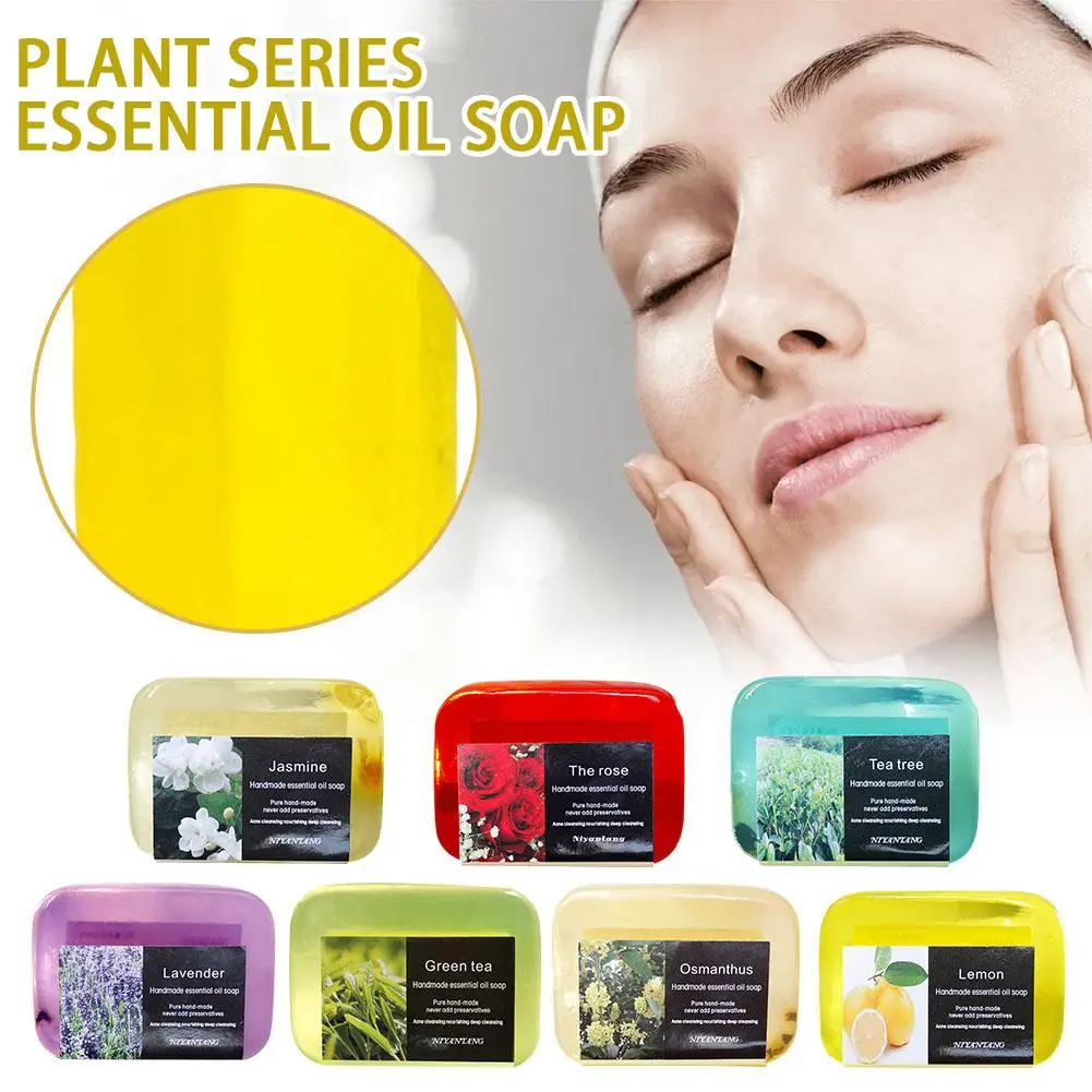 

Natural Plants Flower Essential Oil Soap Handmade Bath Skin Brighten Body Soap Cleaning The Moisturize Deep Soap Essential R5D3