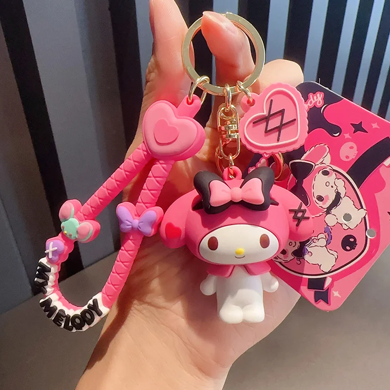 Sanrio Y2K Keychian Kawaii My Melody Kuromi Pendant Keyring Sweet Girls Bags Keychains Cartoon Children Toy Women Car Key Chain