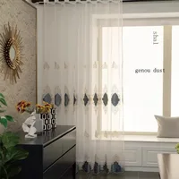 European Embroidered White Tulle Luxury Sheer Curtains for Living Room Bedroom Dining Villa Door Screen Elegant Decor Window 2