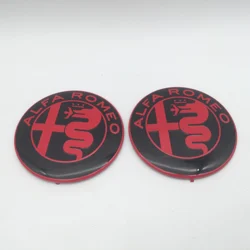 Alfa Romeo Car Emblem Badge - Front Hood & Rear Trunk Decal Sticker (2pcs black red)