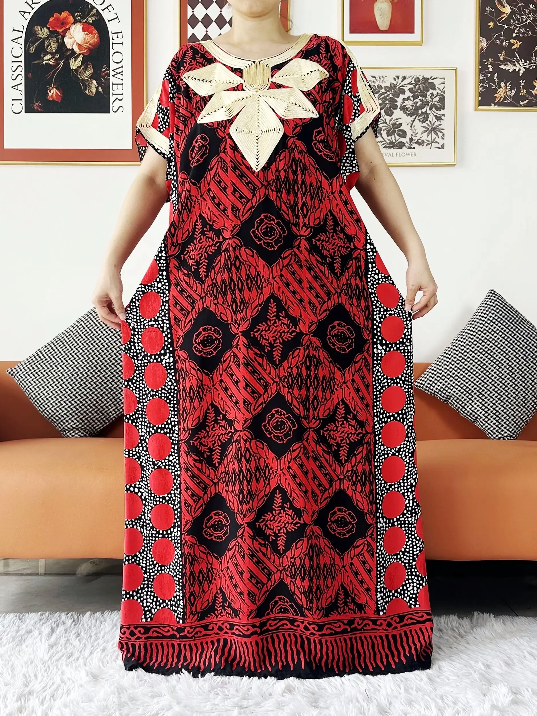Fashion Floral Print Cotton Women High Waist Boho Maxi Dress Casual Holiday Fashion Party Dresses Indie Folk African Vestidos