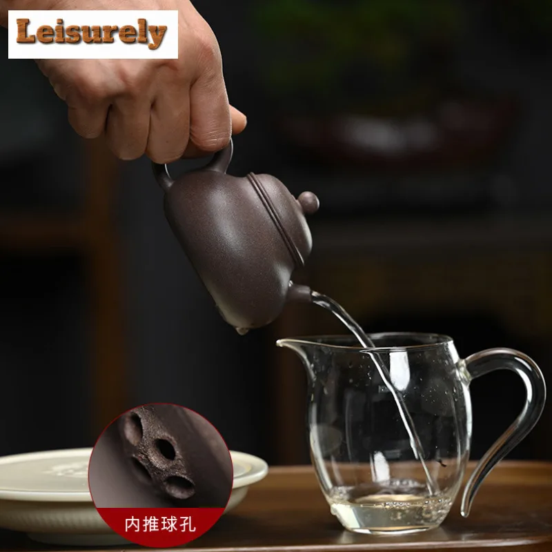 160ml Boutique Yixing Purple Clay Teapots Handmade Rong Tian Pot Raw Ore Hundred Mesh Sand Mud Kettle With Infuser Zisha Tea Set