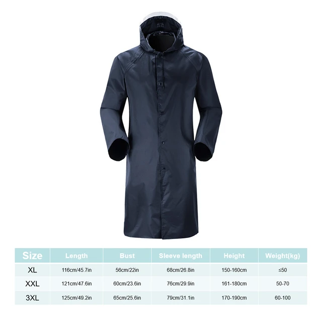 Waterproof Long Raincoat Windproof Rain Coats Rainwear Lightweight