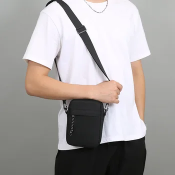 Borse a tracolla Messenger per uomo borsa a tracolla con cerniera piccola in tela Casual borsa a tracolla a tracolla piccola semplice Mini borsa per telefono da uomo