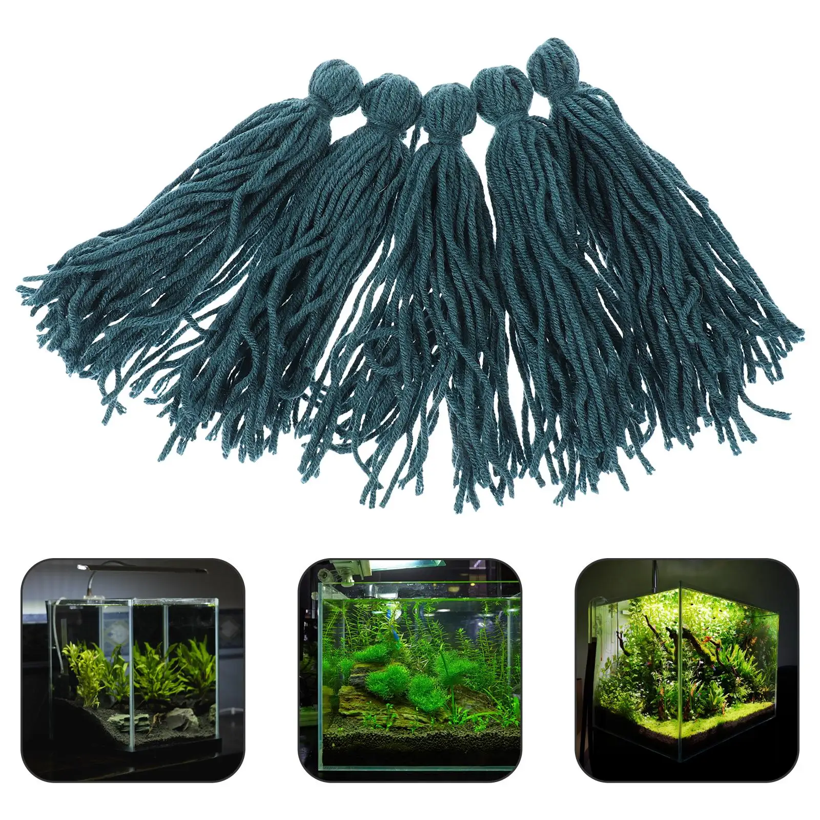5pcs Fish Breeding Mop Spawning Tool Yarn Green Shrimp Tank Decor Aquarium Pet Products Fish Habitat nament Egg