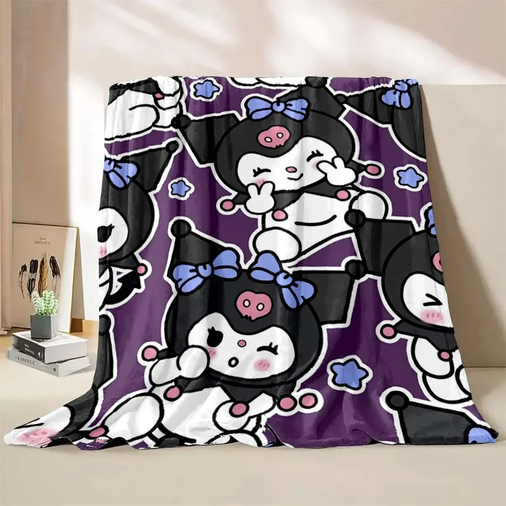 6 Sizes Warm Soft Sanrio Kuromi Custom Blanket Fluffy Children and Adults Sofa Plush Bedspread Throw Blanket for Sofa Bed 5