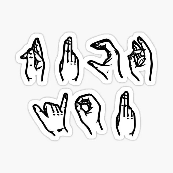 

F Ck You In Asl 5PCS Car Stickers for Room Art Home Fridge Laptop Motorcycle Kid Wall Cartoon Anime Water Bottles Background