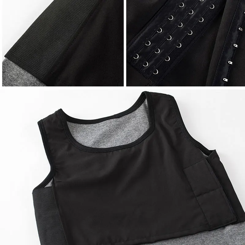 Women Long Chest Binder Tomboy Lesbian Tank Tops Built-in Corset Undershirt Summer Breathable Flat Breast Binder Corset Shapers