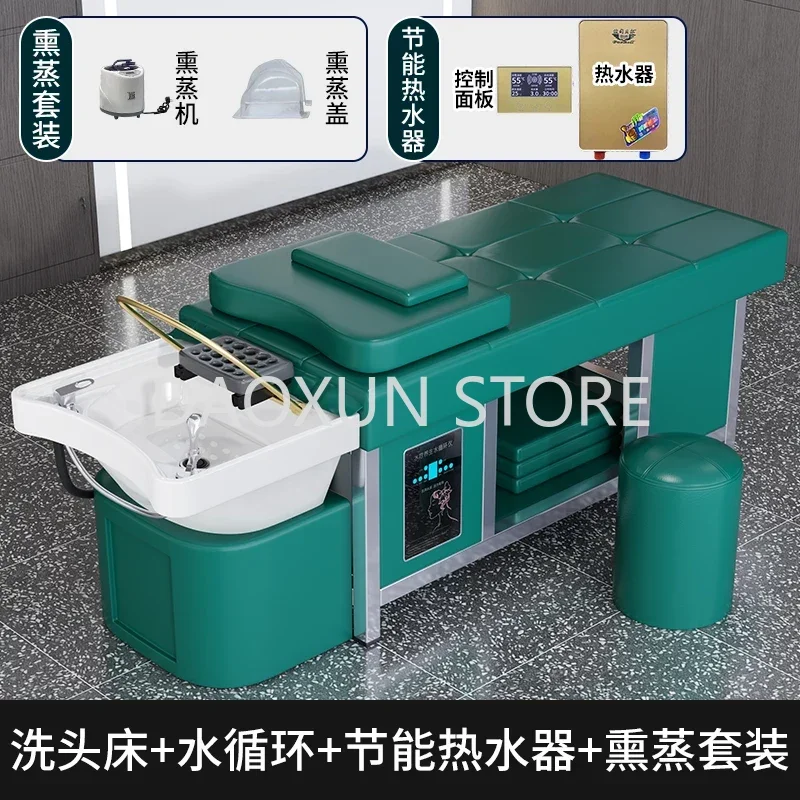 Water Circulation Shampo Chair Luxury Steam Comfort Massage Hair Wash Basin Bed Therapy Lavacabezas Salon Furniture MQ50SC