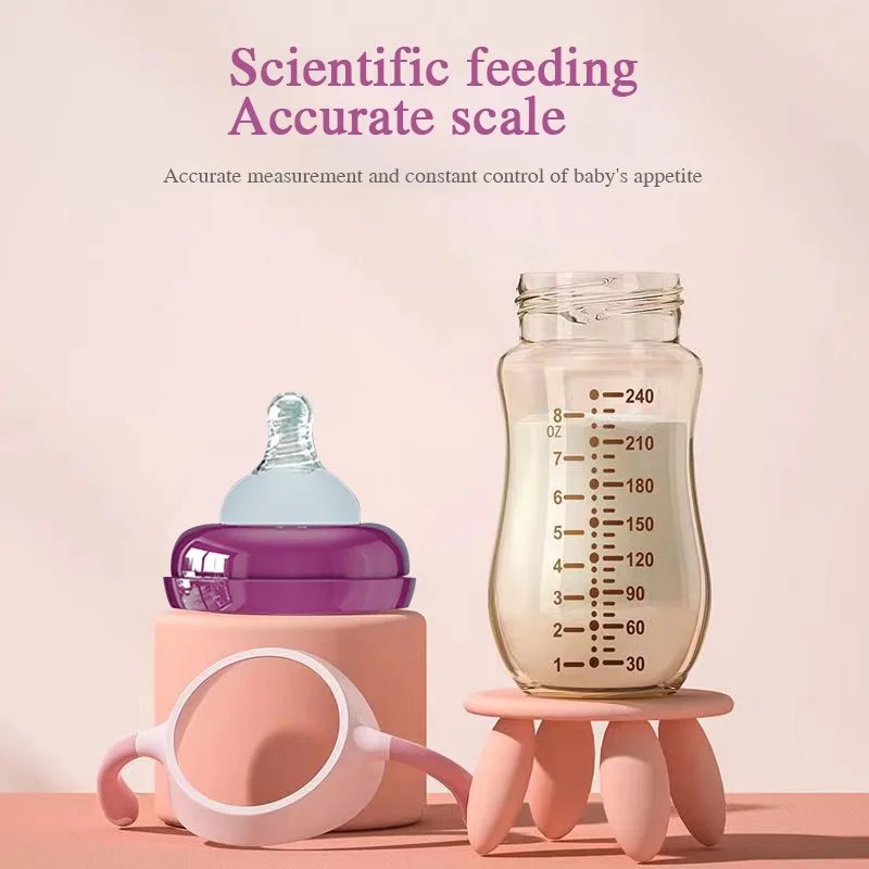 Water Bottle Milk Bottle Feeding Bottle Glass Milk Bottle Baby Feeding Utensils 240ml Newborn baby PP bottle wide mouth baby bottle anti flatulence anti fall water glass