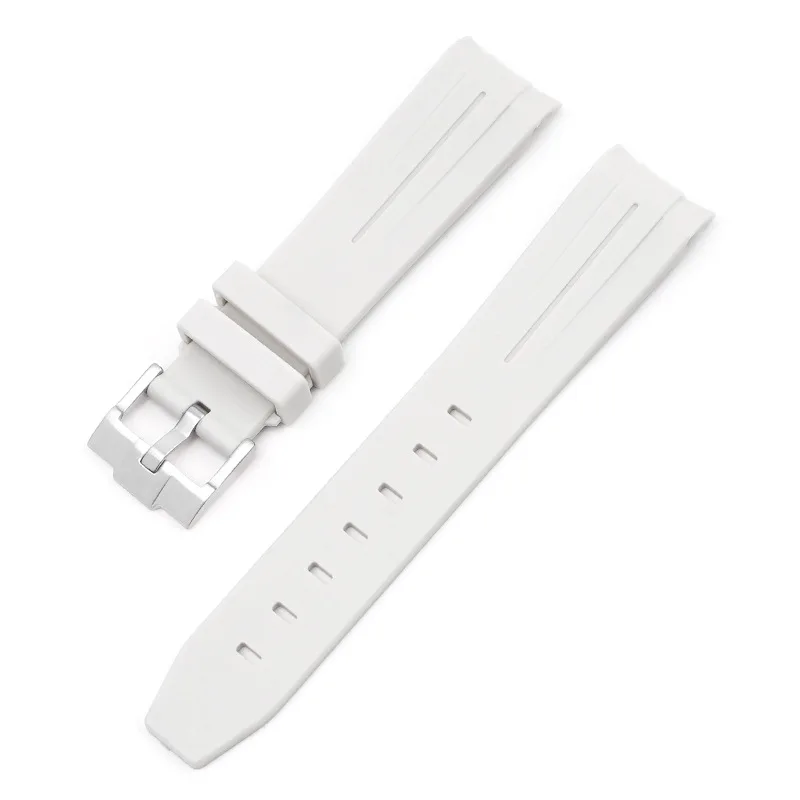 Silicone Diving Sport Watch Band - Curved End TPU Rubber Strap 20mm