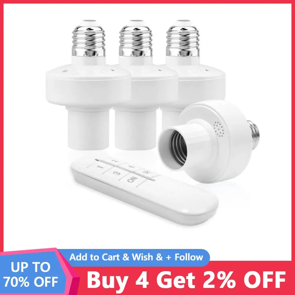 Wireless Remote Control E27 Light Socket Lamp Holder Set 20M Range Remote Control On/Off Switch For E27 Smart Device Light Bulb