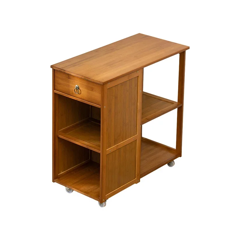 Modern Small Tea Table Mobile Side Solid Wood Family Living Room Kettle Integrated Home Furniture