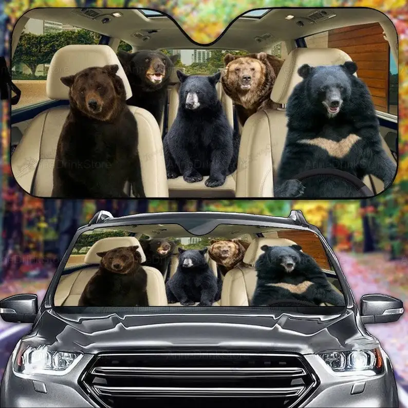 

Bear Family Car Sunshade, Bear Car Accessories, Bear Cute Car Sunshade, Car Sun Protector, Bear Car Windshield, Car Accessory