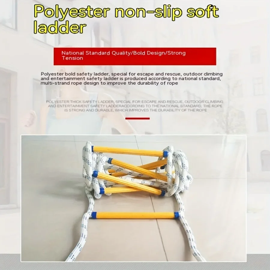 5Meters Fire Escape Ladder Anti-skid Rescue Rope Emergency Work Safety Response Self-rescue Lifesaving Rock Climbing Escape