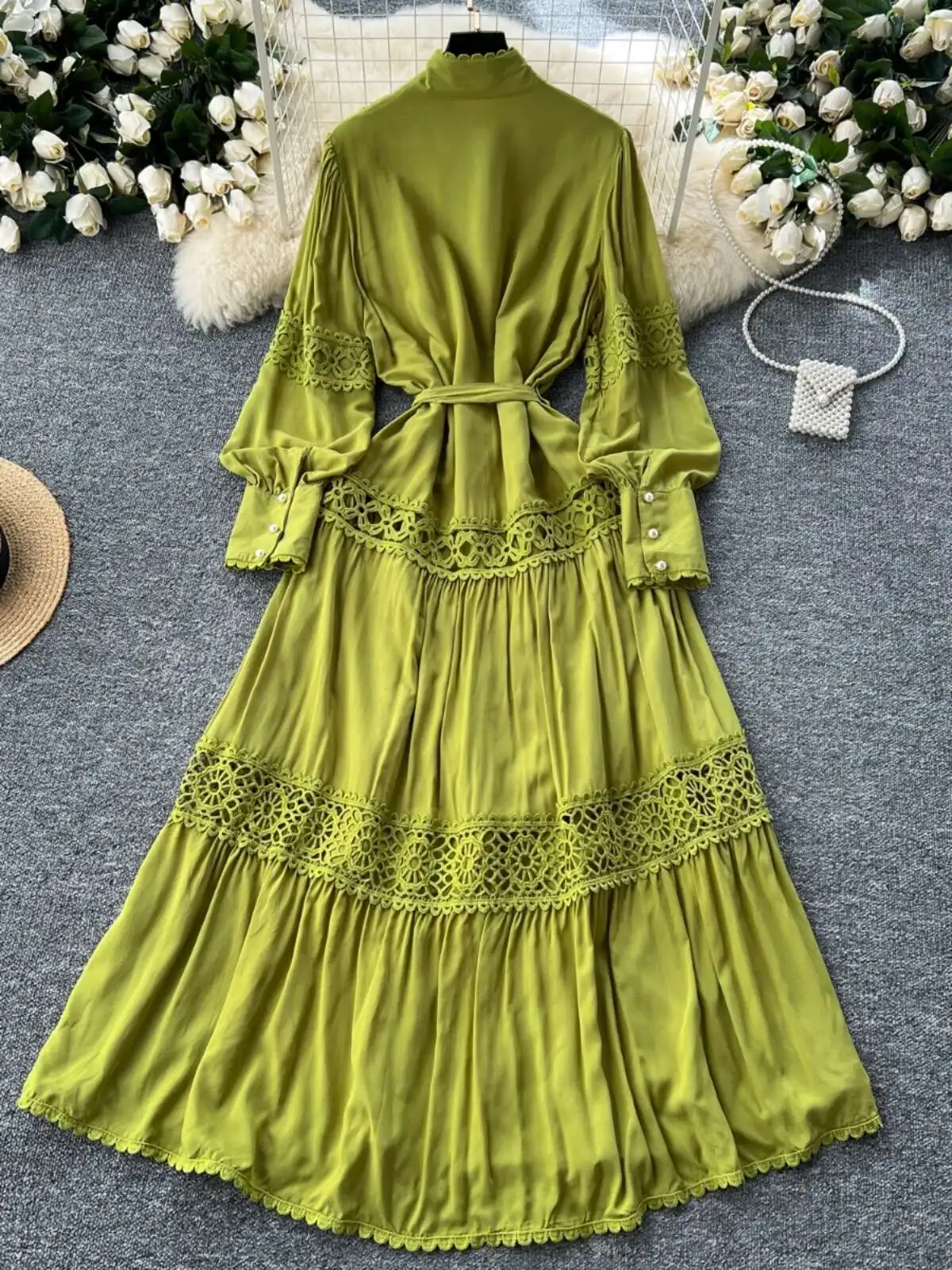LACE SLEEVE REFINED DRESS マスタード Dream Sight Lace Satin Maxi Dress - Lemon – Peppermayo US