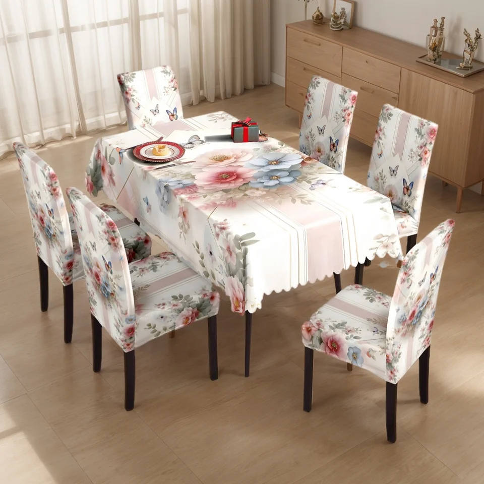 Luxury 7 Piece Dining Table Chair Cover Set
