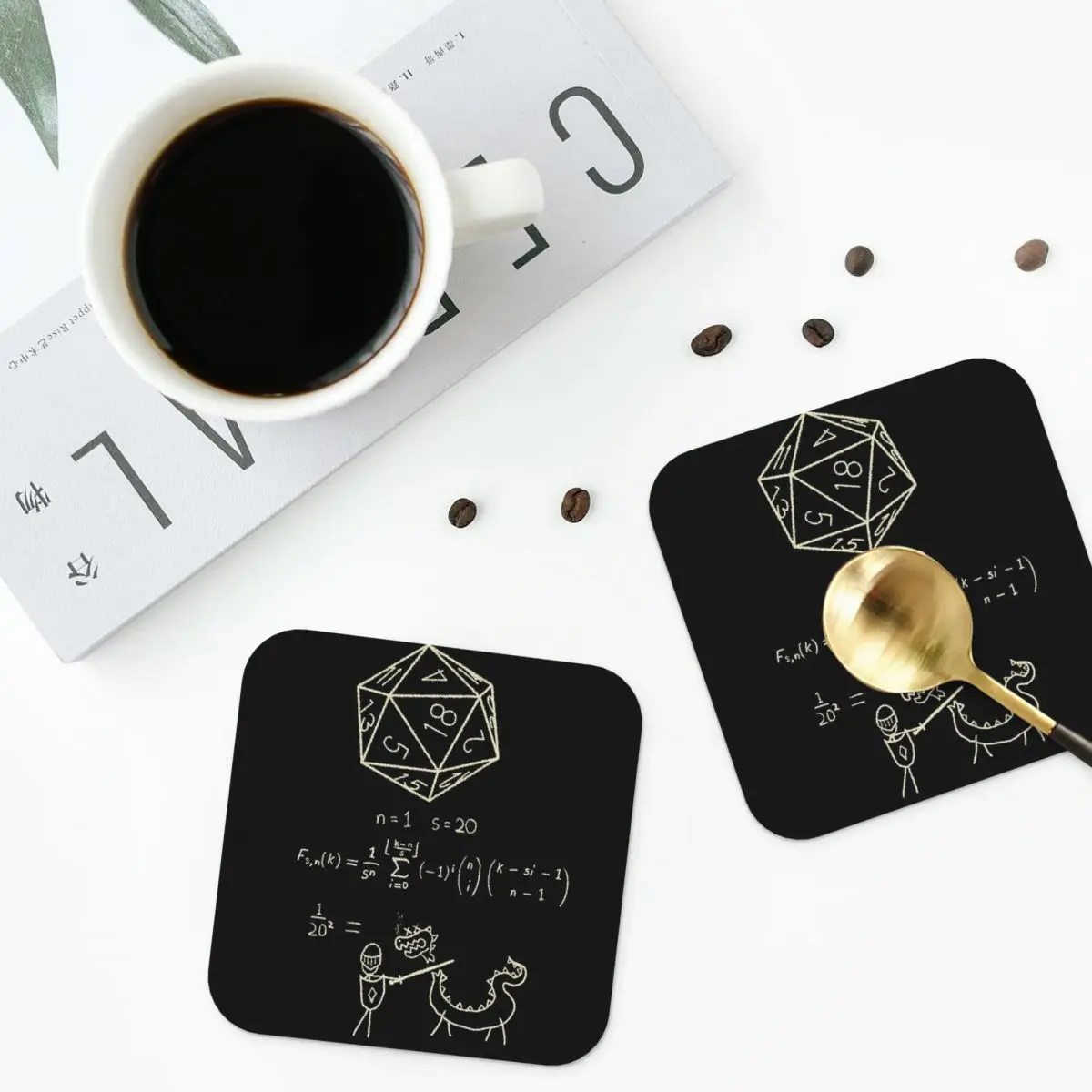 

Подставки в виде игральных костей The Science Of 20, кухонные подставки, водонепроницаемые изоляционные чашки, кофейные коврики, декоративная домашняя посуда, набор из 4 шт.