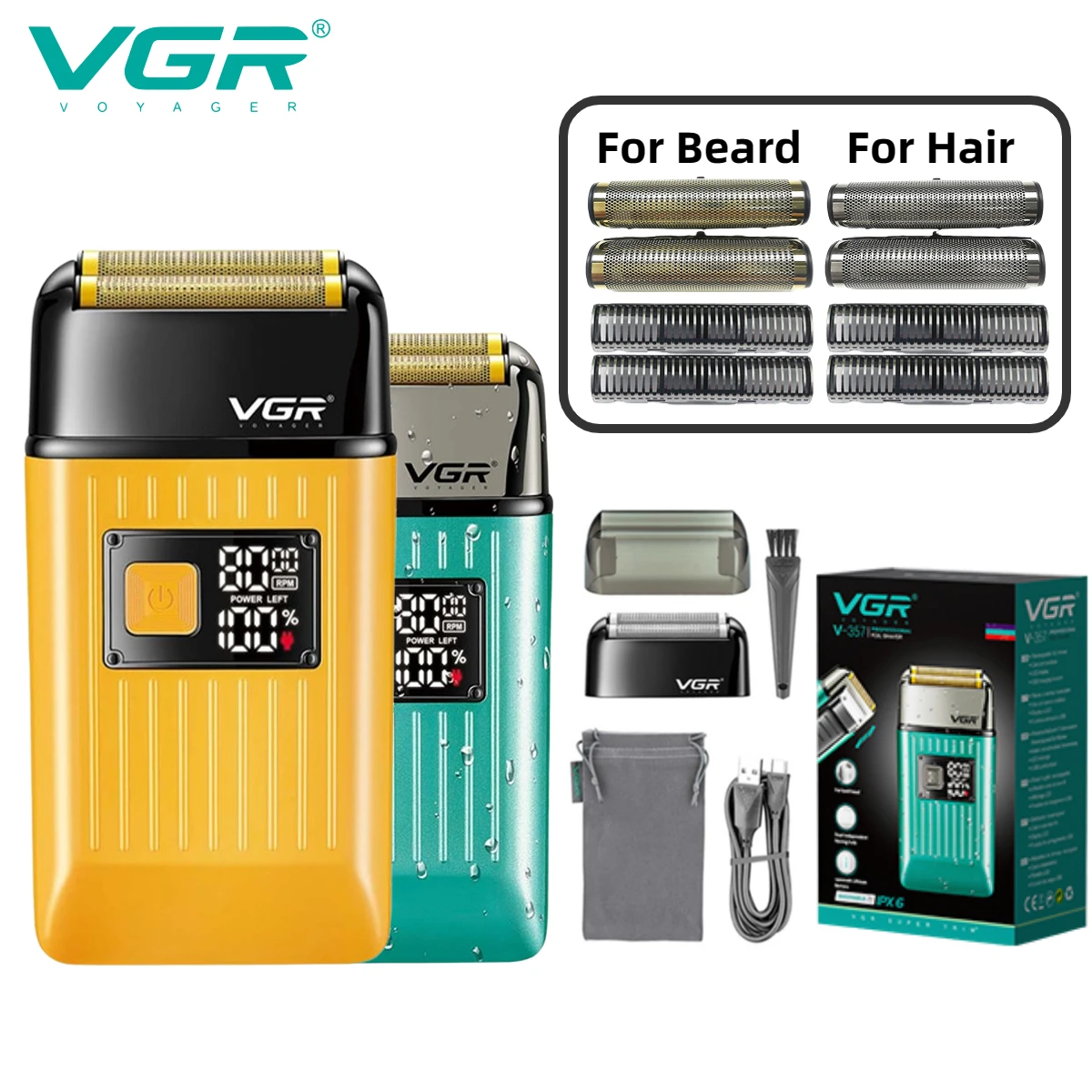 VGR-Hair-Trimmer-Professional-Electric-Razor-IPX6-Waterproof-Hair ...