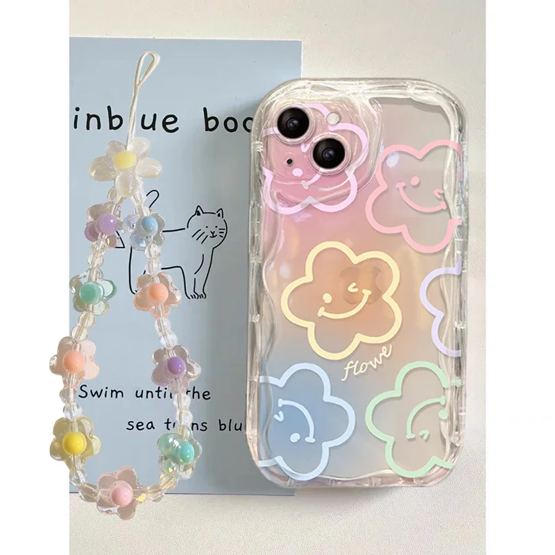 Floral Design Phone Case with Detachable Strap and Lanyard
