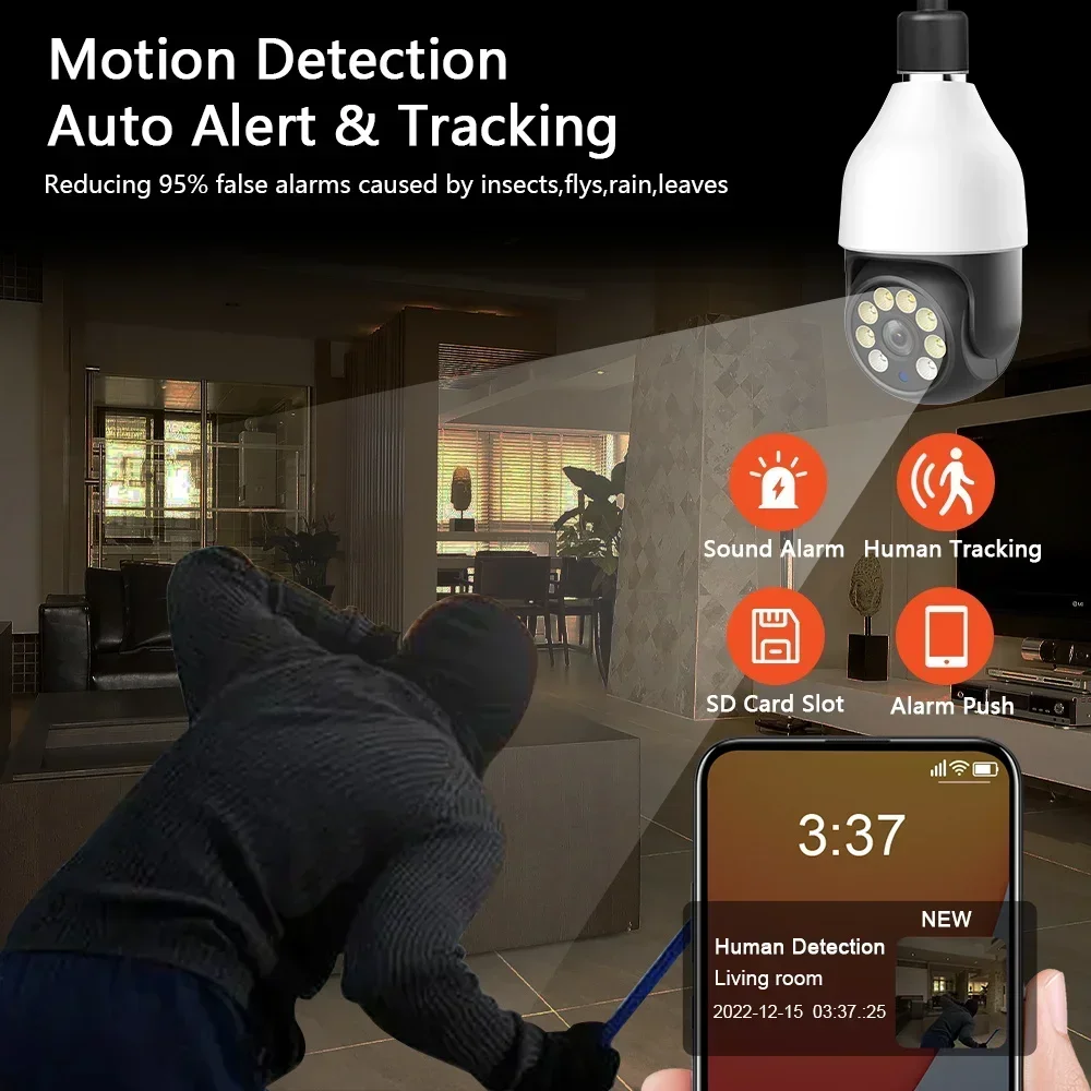 ANSVICAM 5MP Bulb IP WIFI Camera 5G WiFi TUYA Smart Life Alexa Google Home Waterproof Outdoor Night Vision Security Video Camera 5