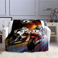 Motorcycle isle of man tt Printed blankets Flannel Warm blanket Soft Cozy Blanket Travel Blankets bed linings Birthday Gift 2