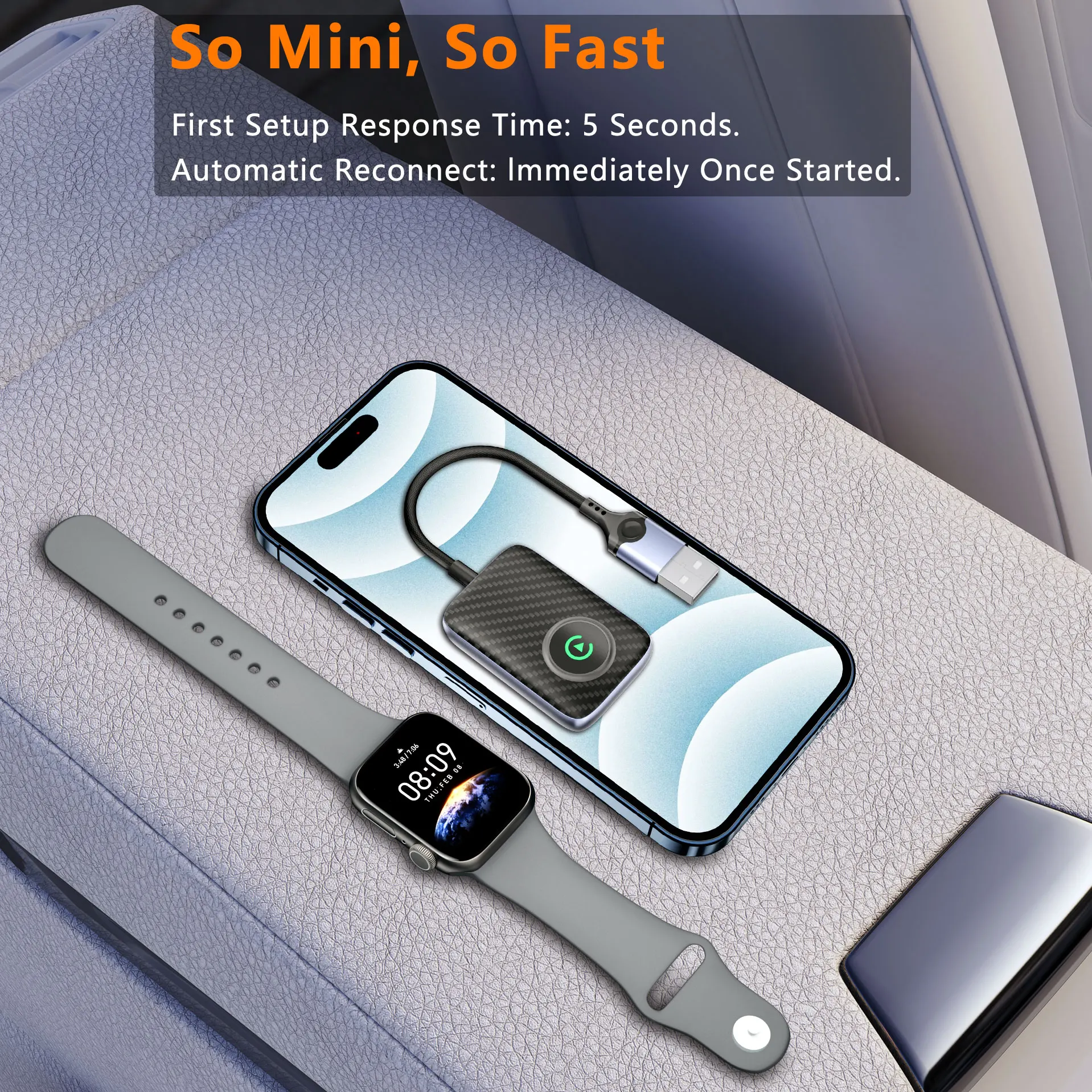 Wireless CarPlay Adapter , Converts Factory Wired CarPlay to Wireless, Plug and Play Car Play Wireless Adapter for Apple iPhone