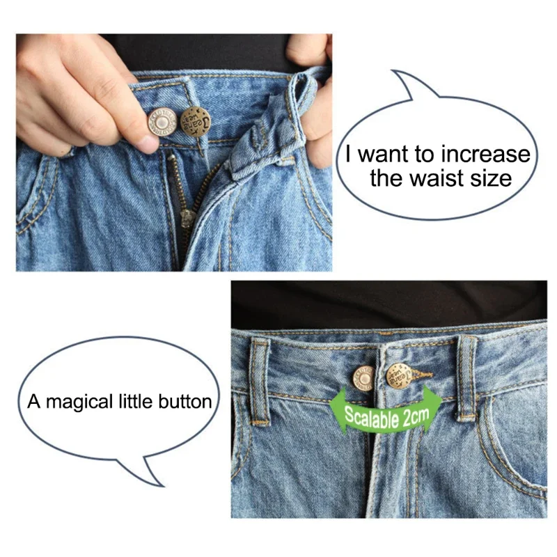 1/5pcs Magic Metal Button Extender for Pants Jeans Free Sewing Adjustable Retractable Waist Extenders Button Waistband Expander 2