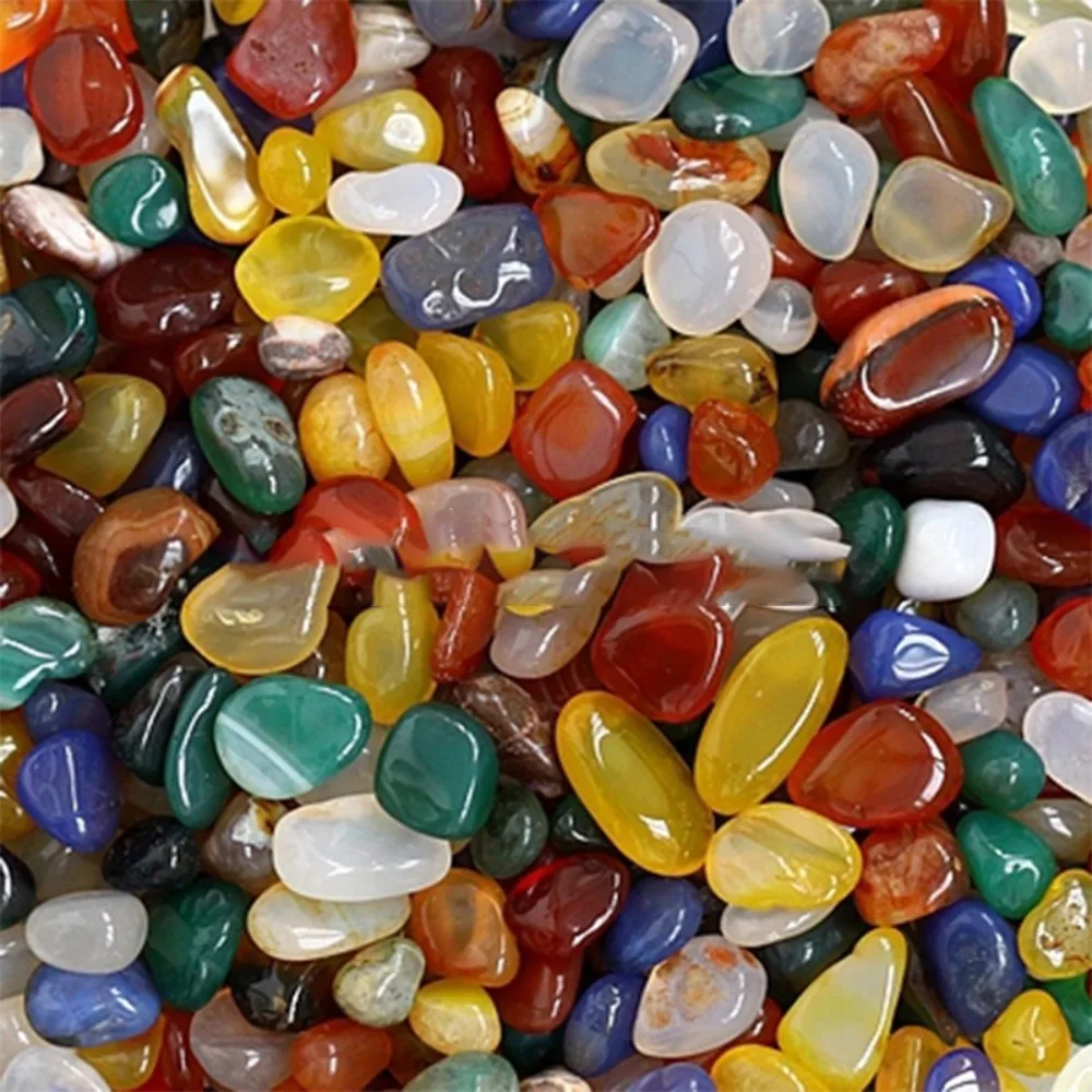 Reusable 100g Seven Colored Agate Natural Crystal Transparent Gravel Art Ornament Landscape Craft for Garden Decoration