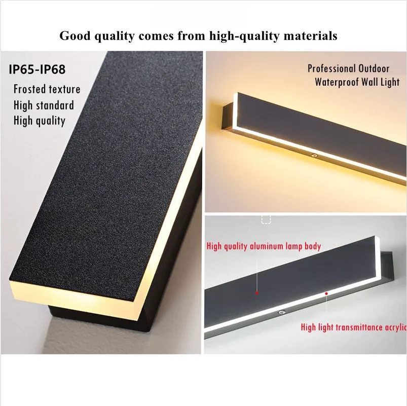 Modern Ip65 Waterproof LED Lighting Long Wall Lamp Outdoor Garden Villa Balcony Wall Washing Lamp 85-265V Adjustable Dimming