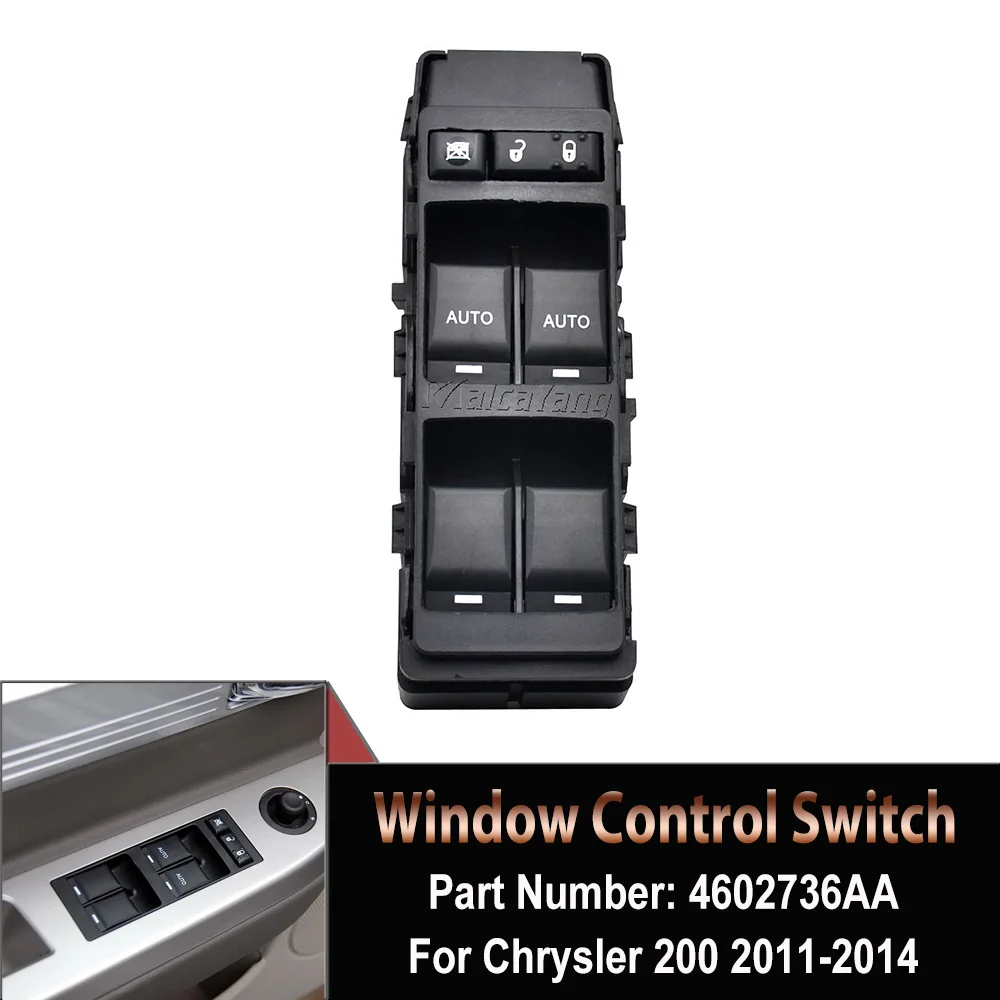 Per Jeep Grand Cherokee Commander Chrysler 200 300 Sebring Dodge 12V Interruttore Alzacristallo Elettrico Anteriore Sinistro Principale Nero