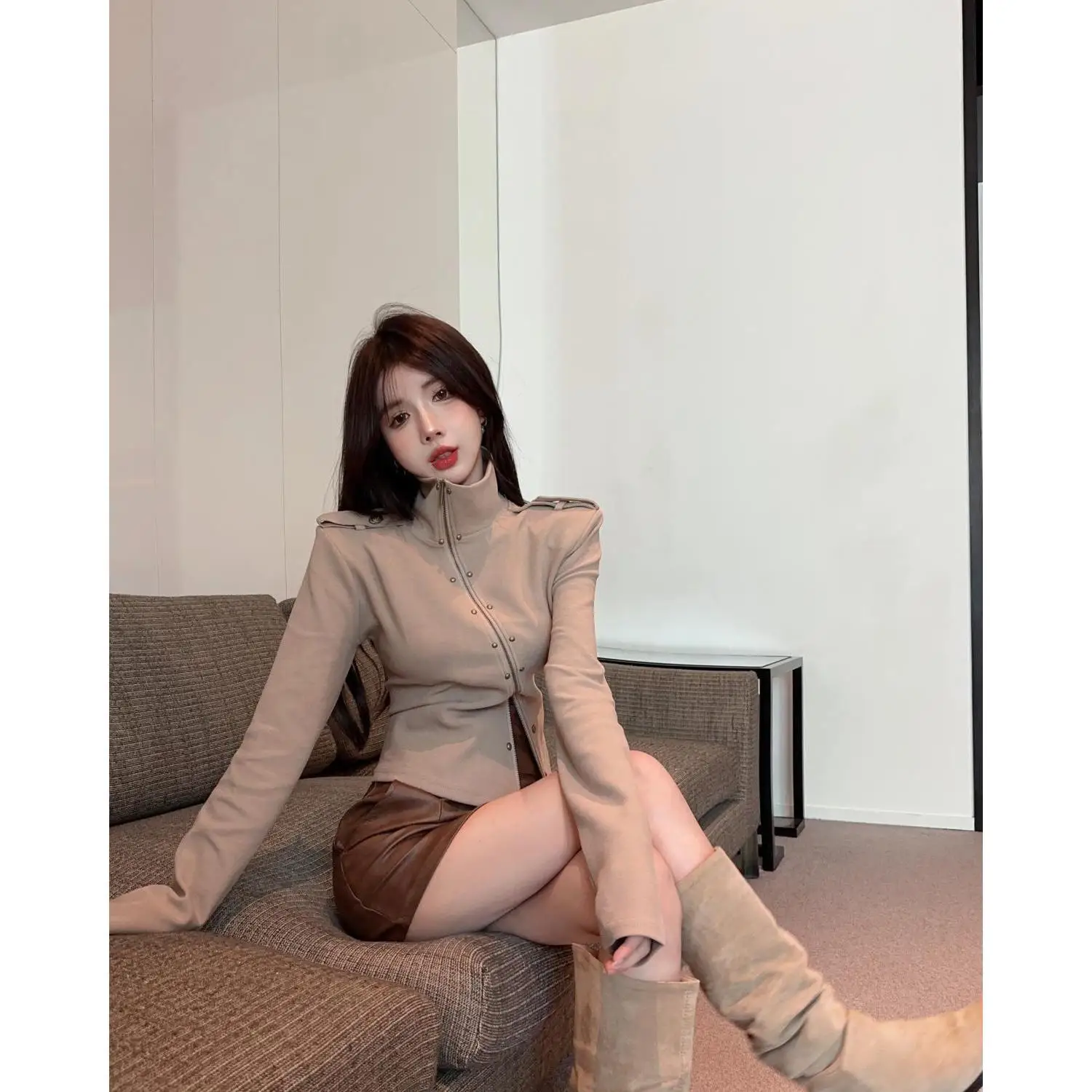 Streetwear Hoodies Women's Clothing Half High Collar Zipper Tops Ropa Mujer Casual Fashion Korean Y2k Sweatshirts
