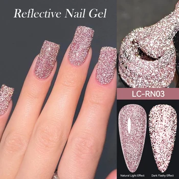 LILYCUTE 7ML Smalto per unghie gel riflettente oro rosa Superflash Laser brillante scintillante per manicure Nail Art Vernici gel UV 1