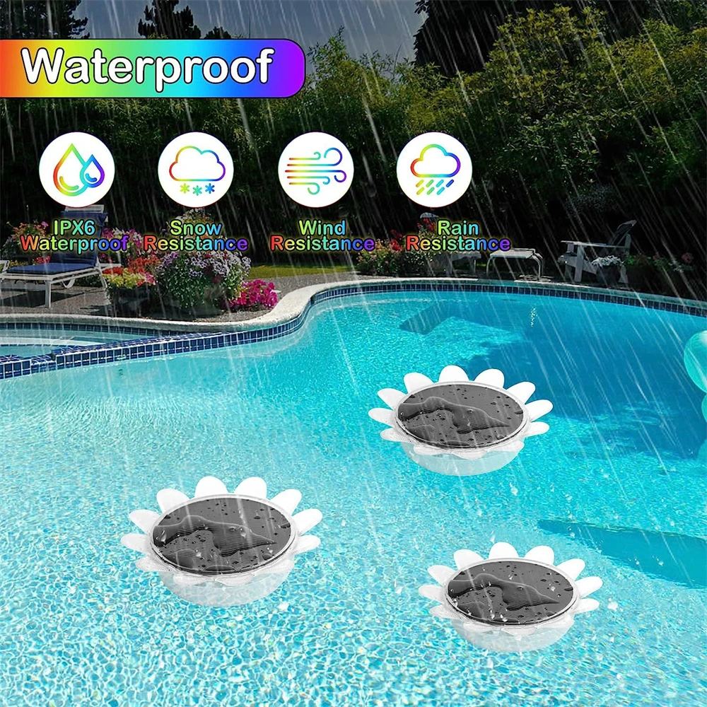 Description Picture 5 of itemSolar Floating Pool Light LED Remote Control Pond Fountain Light Courtyard Decoration Light Garden Landscape Sunflower Light
