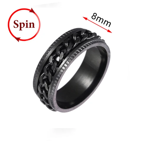 Fidget Spinner Rings For Women Men Spinning Rotating Stainless Steel Pubk Ring Anti Stress Accessories Men's Jewelry