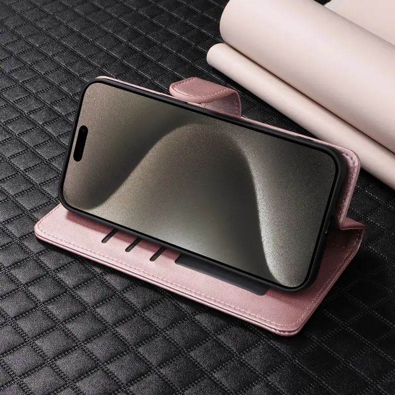 Coque de téléphone pour iPhone 16 15 14 13 12 11 Pro Max XR X XS Max 7 8 6 6S Plus Coque en cuir à rabat Portefeuille de luxe_voghion.com