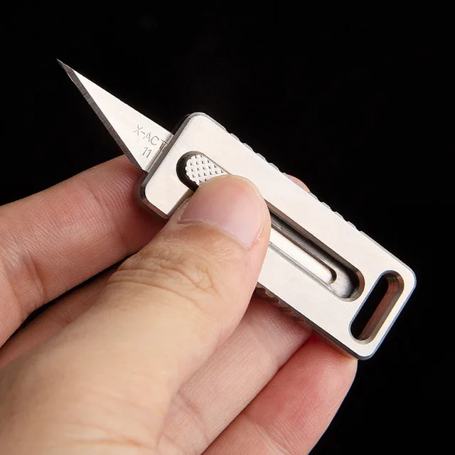 Titanium Alloy Box Cutter Retractable Exacto Knife EDC Razor Blades Utility  Knife Keychain Paper Cutter Small Pocket Knives - AliExpress