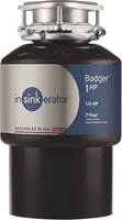 Garbage Disposal, Badger 1 HP, Power Series, 1 HP Continuous Feed,Black 1