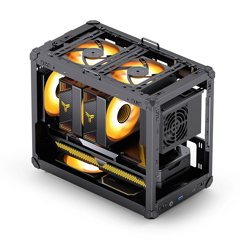 PC Case PC Chassis JONSBO C6 MAX Desktop M-ATX Case Type-c Side Transparent Handheld Portable Computer Small Chassis ATX Power Supply