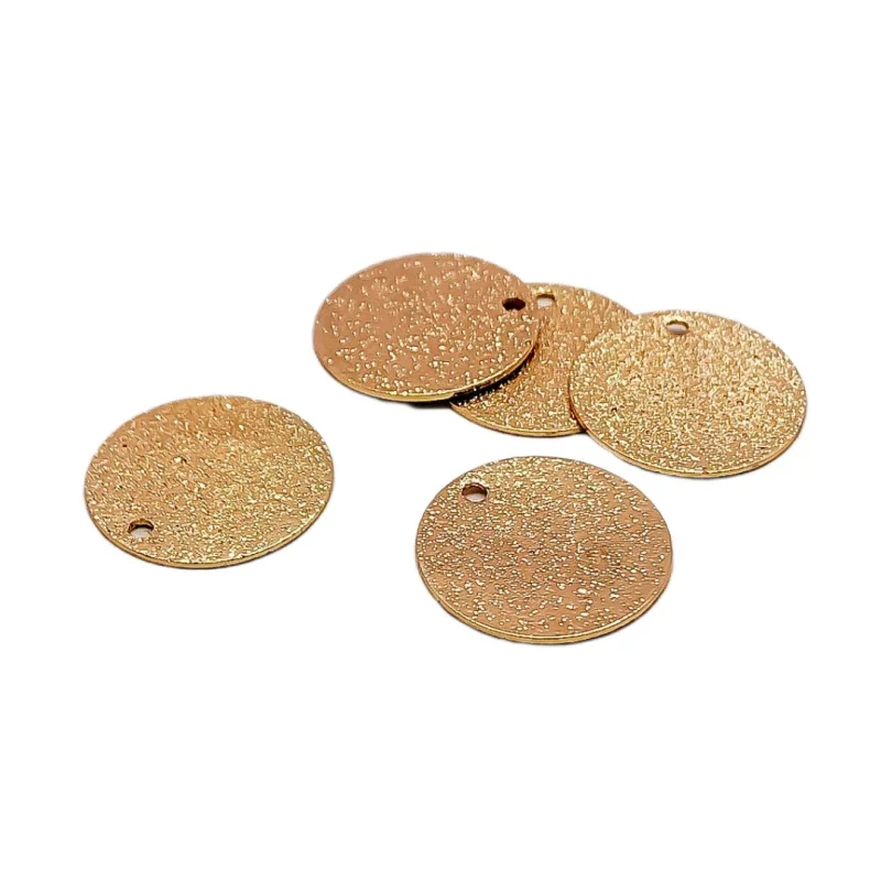 White K Gold Color Round Metal Slice Pendant Charms Necklace Earrings Accessories Supplies for Jewelry Making Diy Material 10pcs - 5