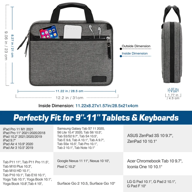 MoKo 9-11 Inch Tablet Sleeve Case,For Samsung Galaxy Tab S8/S7 11,iPad air  5 10.92022,iPad 9 Gen 10.2,Water-Resistant Shoulder - AliExpress