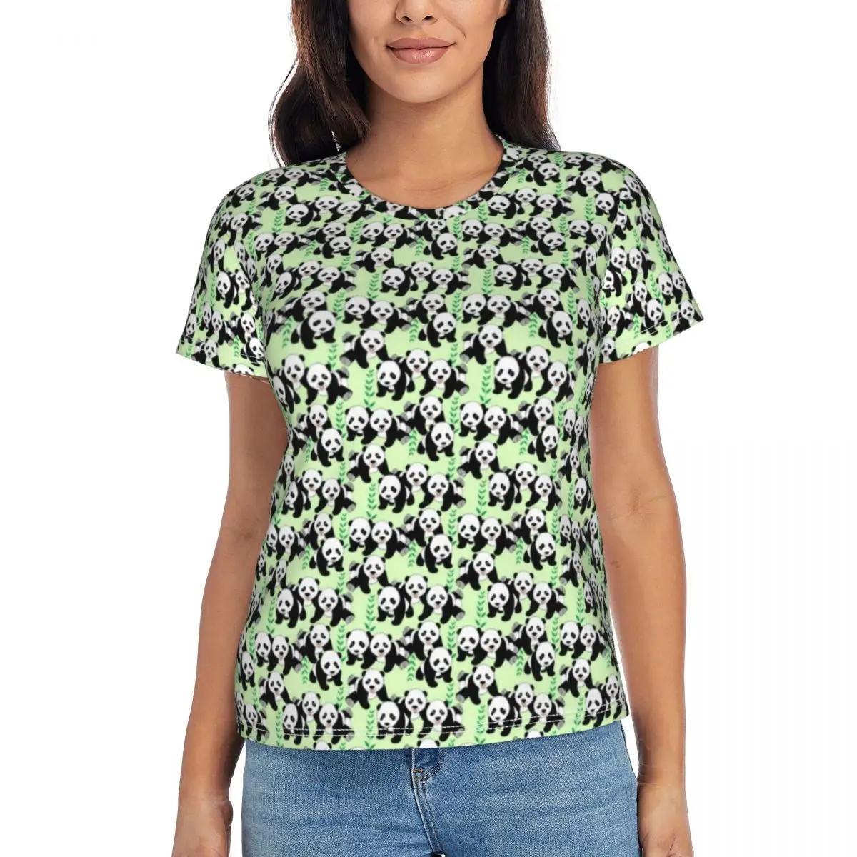 

Panda Bears Print T Shirts Animal Design Casual O Neck T Shirt Short-Sleeve Harajuku Oversized Tee Shirt Beach Tops Streetwear