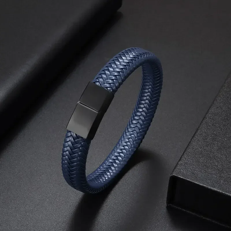 Men Handwoven Leather Bracelet With Metal Buckle leather bracelets,leather bracelet,woven bracelets,bangle bracelet