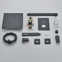 Black Concealed Shower System Rain Waterfall Bathroom Embedded Shower Faucet Set with Tub Spout 6