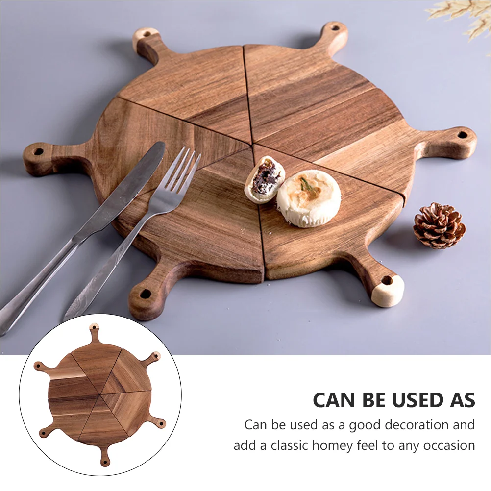 6 Pcs Set Wooden Pizza Pan Food Trays Western Coffee Table Wood Bread Tray Pizza Severing Tray Dining Bar Kitchen Tools