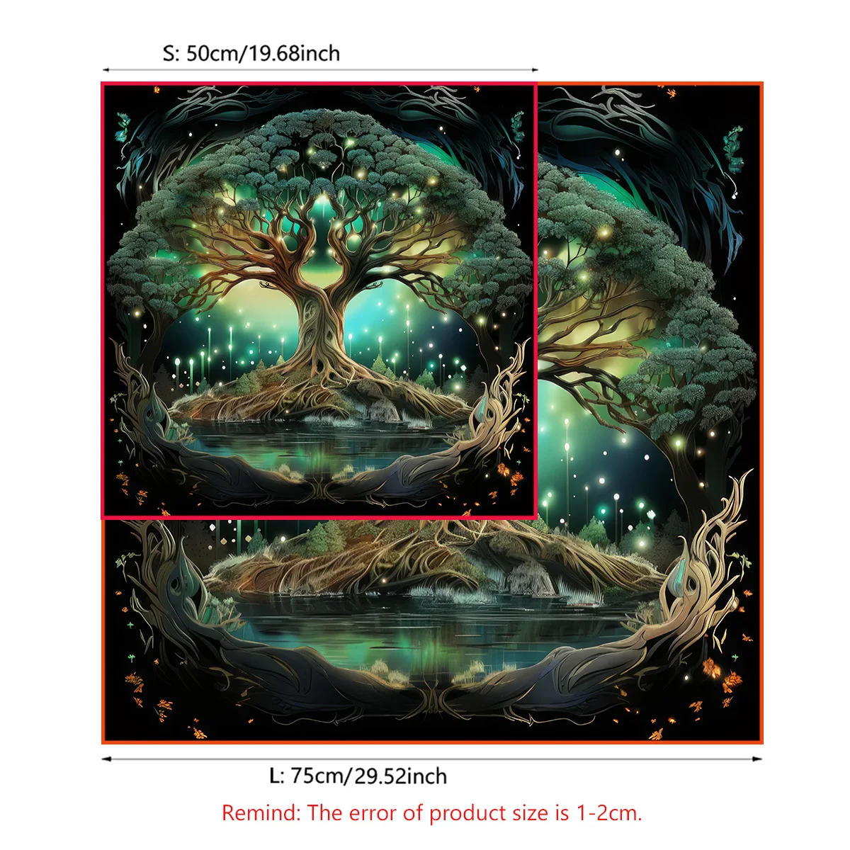 Mysterious Green Tree of Life Tarot Card Tablecloth Wicca Altar Cloth Fantastic Life Tree Tablecloth for Tarot Oracle Card Pad 3