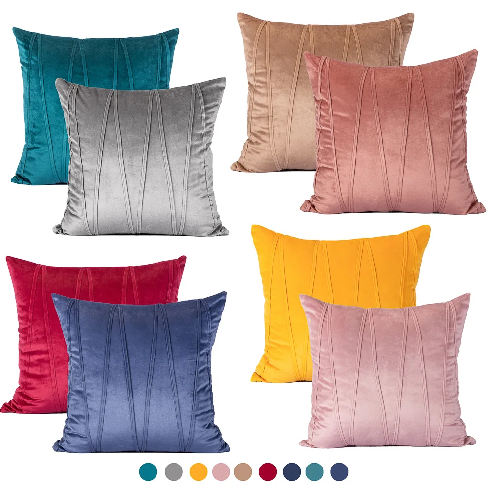 

Nordic Velvet Stripe Pressed Strap Throw Pillow Cover Pressed Rope Strap European Style Sofa Cushion Home Decor Pillow Cover