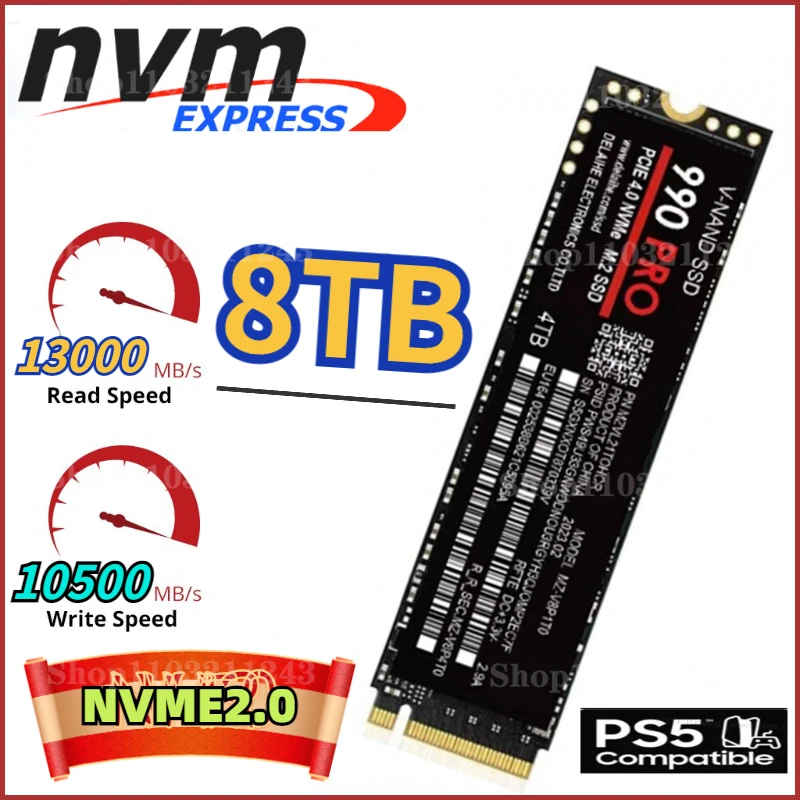 

Original 990PRO 4TB SSD M2 2280 PCIe Gen 5.0 X 4 NVMe Internal Solid State Disk 8TB 2TB 1TB for Desktop/laptop/PS5 2024