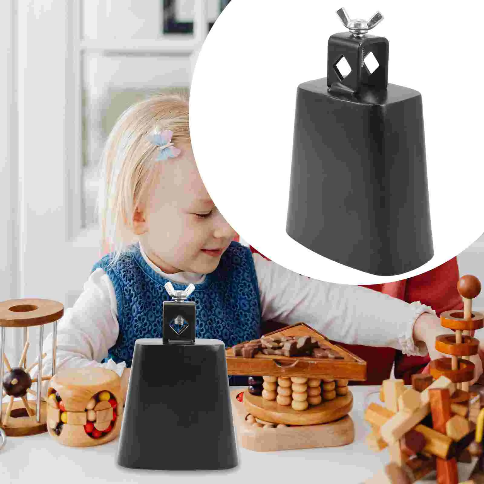

4/5inch Metal Kids Cowbell Mount Cow Bell+Drumstick Children's Toys Noise Maker Hand Percussion Instrument Kids Musical Toy with