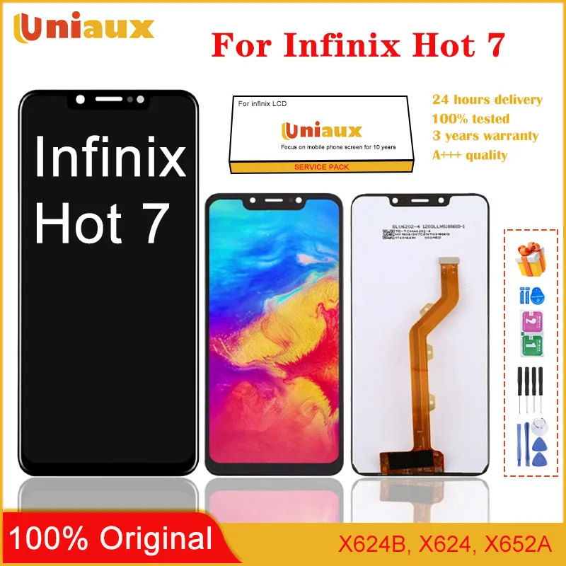 

6.2" Original For Infinix Hot 7 X624 LCD Display Touch Screen Digitizer Assembly Repair Replacement Parts For Infinix X624B LCD